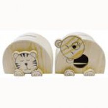 Tirelire nounours en bois 115 mm x 90 mm x 82 mm
