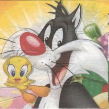 Serviette papier Titi  et Sylvestre de 33 cm X 33 cm 2 plis