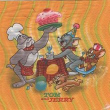 Serviette papier Tom et Jerry et le gateau