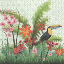 Serviette papier Toucan et fleurs 33 cm X 33 cm 3 plis