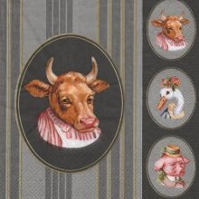 Serviette papier vache et canard 33 cm X 33 cm 3 plis