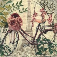 Serviette papier vélo et Paris 33 cm X 33 cm 3 plis