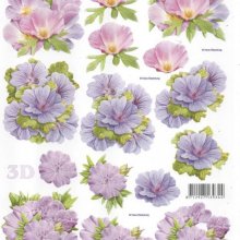 Feuille 3D  fleurs violette pour découpage
