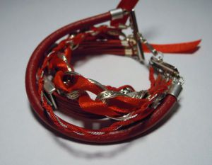 Bracelet multi rangs cuir et coton