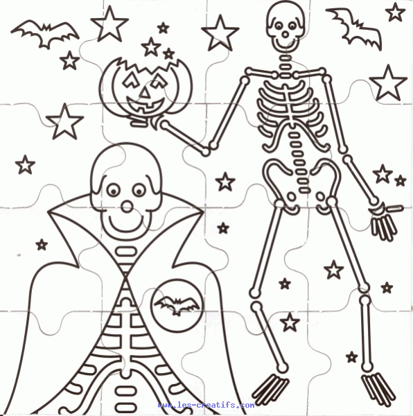 coloriages puzzle halloween