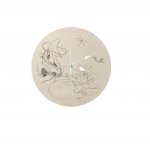 Horloge ronde en bois 'japon koï et lotus'
