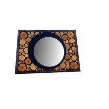 Miroir rectangulaire en rondin de bois couleur ébène 31 x 22