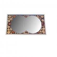 Miroir rectangulaire en rondin de bois 39 x 20 cm gris