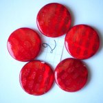 Lot 6 perles NACRE, 20mm,  tons rouge orangé nuancé, trou transversal+/-1mm 