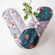 Serviette hygiénique T2 eponge 2 épaisseurs, lavable, gris avec lamas