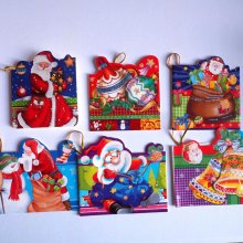 Lot de 6 cartes double pour cadeaux , NOËL et Cadeaux, 5,5x8cm environ