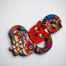 Très beau pendentif chat,multicolore, résine, 7cm de haut