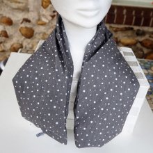 Longue Bouillotte séche pour cervicales, déhoussable, coton gris aves petits pois