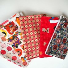 lot de 5 serviettes essuie-tout, coton-éponge, lavable, tons rouges