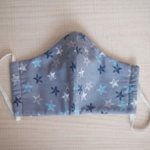 Masque de soin fantaisie, 3 épaisseurs, coton fantaisie avec étoiles, bleu et gris
