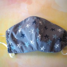 Masque de soin fantaisie, 3 épaisseurs, coton fantaisie avec étoiles, bleu