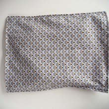 Bouillotte coton déhoussable 23x30cm , tissu japonisant éventails gris