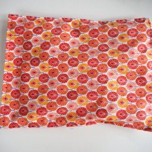Bouillotte coton déhoussable 23x30cm , tissu japonisant palmes rouges