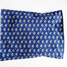 Bouillotte coton déhoussable 23x30cm , tissu bleu petits ponts colorés