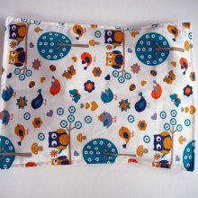 Bouillotte coton déhoussable 23x30cm , tissu blanc forêt,