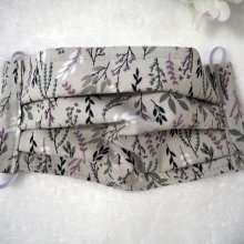 Masque de protection , plissé, avec pince-nez, 3 épaisseurs, gris, fleurs
