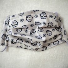 Masque de protection , plissé, avec pince-nez, 3 épaisseurs, chouettes