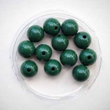 Lot 12 perles en résine couleur vert foncé foncé 10mm