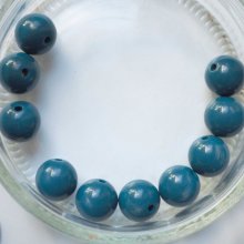 Lot 10 perles en résine couleur bleu  12mm 