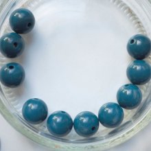 Lot 10 perles en résine couleur bleu 12mm