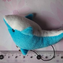 Pendentif tissu animal DAUPHIN BLEU pour porte clés, bijou de sac, accroche téléphone