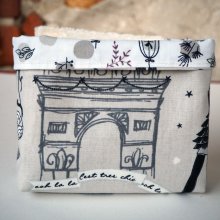 Panier tissu 7 lingettes + 1 serviette lavables, parisienne taupe