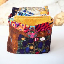 Panier tissu Klimt le Baiser 10 lingettes + 1 serviette lavables, tissu Kaufmann d'après Klimt: le baiser