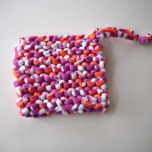 Porte-savon tawashi , lavable, inusable, tricoté main, cotonrse, blanc, orange
