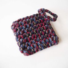 Porte-savon tawashi , lavable, inusable, tricoté main, coton noir rayé couleur