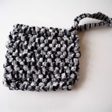 Porte-savon tawashi , lavable, inusable, tricoté main, coton noir et gris