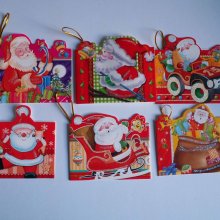 Lot de 6 cartes double pour cadeaux , NOËL et Cadeaux, 5,5x8cm environ