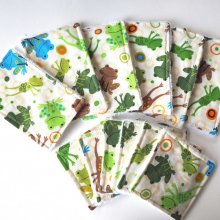 Lot de 12 lingettes nettoyantes bébé/enfant, grenouilles ton vert