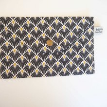 Pochette doublée, coton eventails noir, coton 19x11cm