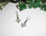 Boucles d'oreilles losange en cristal vert sur argent 925