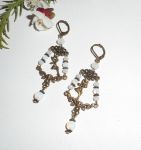 Boucles d'oreilles pampilles avec fée et cristal blanc sur dormeuses bronze