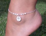 Bracelet/chaine de cheville originale en argent 925 avec nacre et libellule