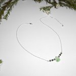 Collier original en argent 925 avec tortue et perles en jade sur chaine