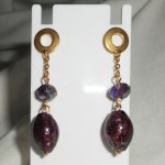 Boucles d'oreilles en verre de Murano et cristal violet