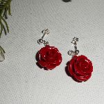 Boucles d'oreilles argent 925 avec roses rouges