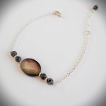 Bracelet abalone et labradorite grise sur chaine argent 925