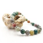 Bracelet en pierres d'agates indiennes et acier inoxydable