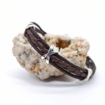 Bracelet multi-rangs en cuir marron pour homme