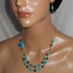 Parure Collier pierres Lapis Lazzuli et Turquoise avec papillon