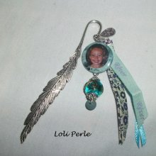 Marque page personnalisé avec votre photo au choix avec perles et rubans assortis