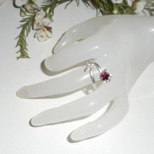 Bague originale en argent 925 avec fleur cristal et papillon